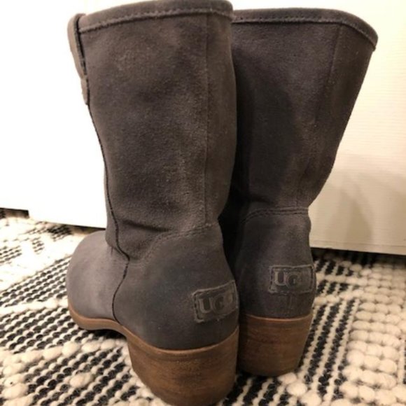 NWOT UGG Rohen Gray Suede Heeled Boots - Picture 3 of 4